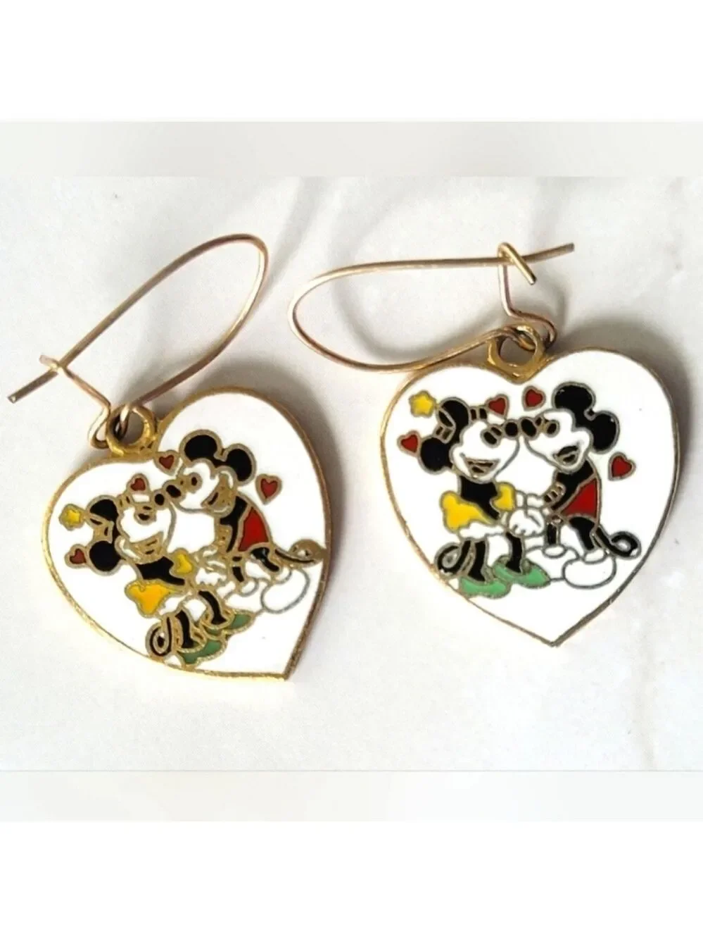 Disney Mickey Minnie Mouse Heart Enamel Earrings